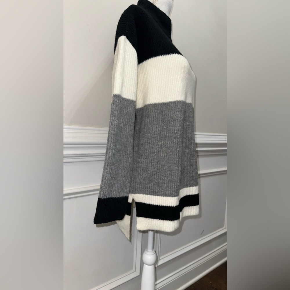 Talbots Black Cream And Gray Color Block Striped … - image 6